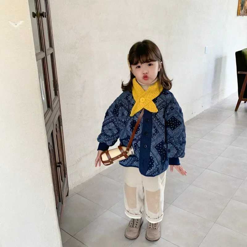 9160 Children Coat 2024 Autumn Winter Korean Boys Retro Cotton Clothes Jackets Girls Loose Cotton Coat 1-9Year Kids CoatXJ241214