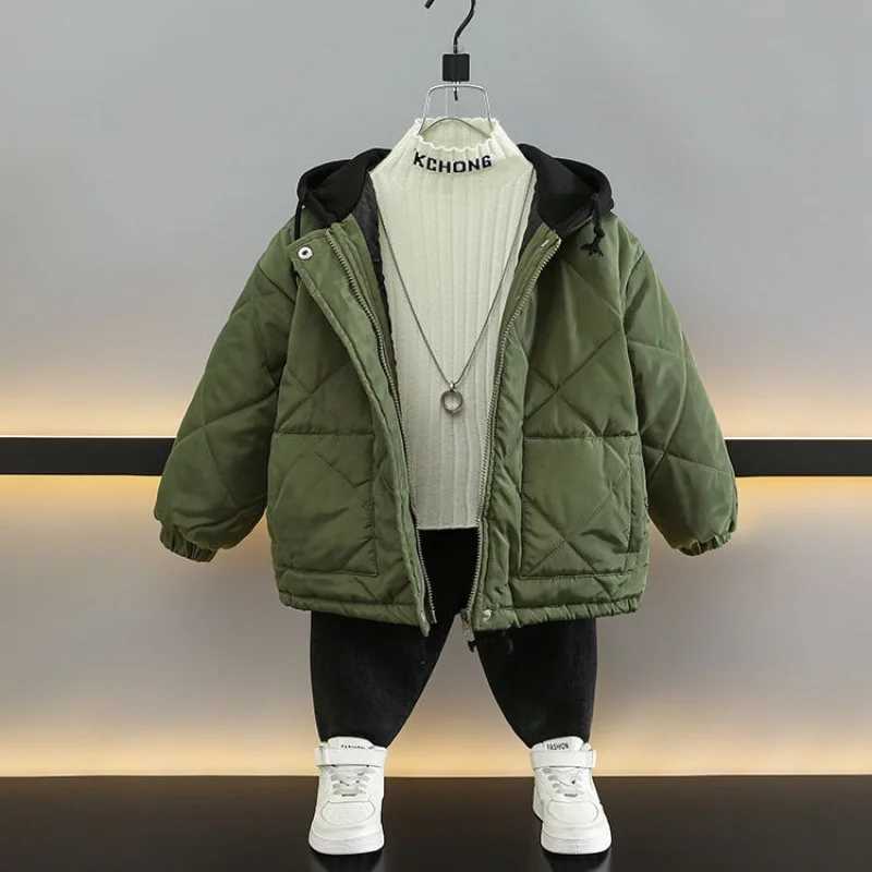 Boys Coat Cotton Jacket Windbreak Outerwear 2024 Black Winter Autumn Thicken Warm Cotton Christmas Gift Childrens ClothingXJ241214