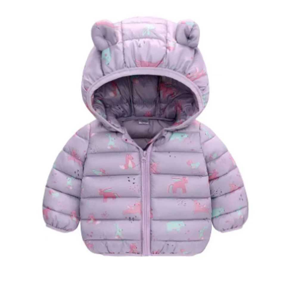 1-5 Years Baby Boy Hooded Lightweight Down Jacket Kids Girl Dinosaur Zipper Coats Autumn Winter Warm Christmas OuterwearXJ241214