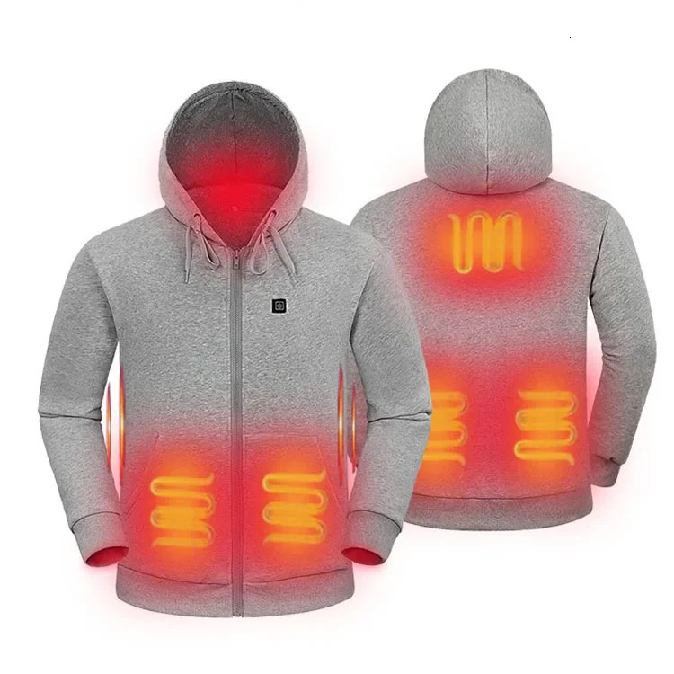 100% pure cotton far-infrared USB battery powered mens hoodie jacket sweater 241214
