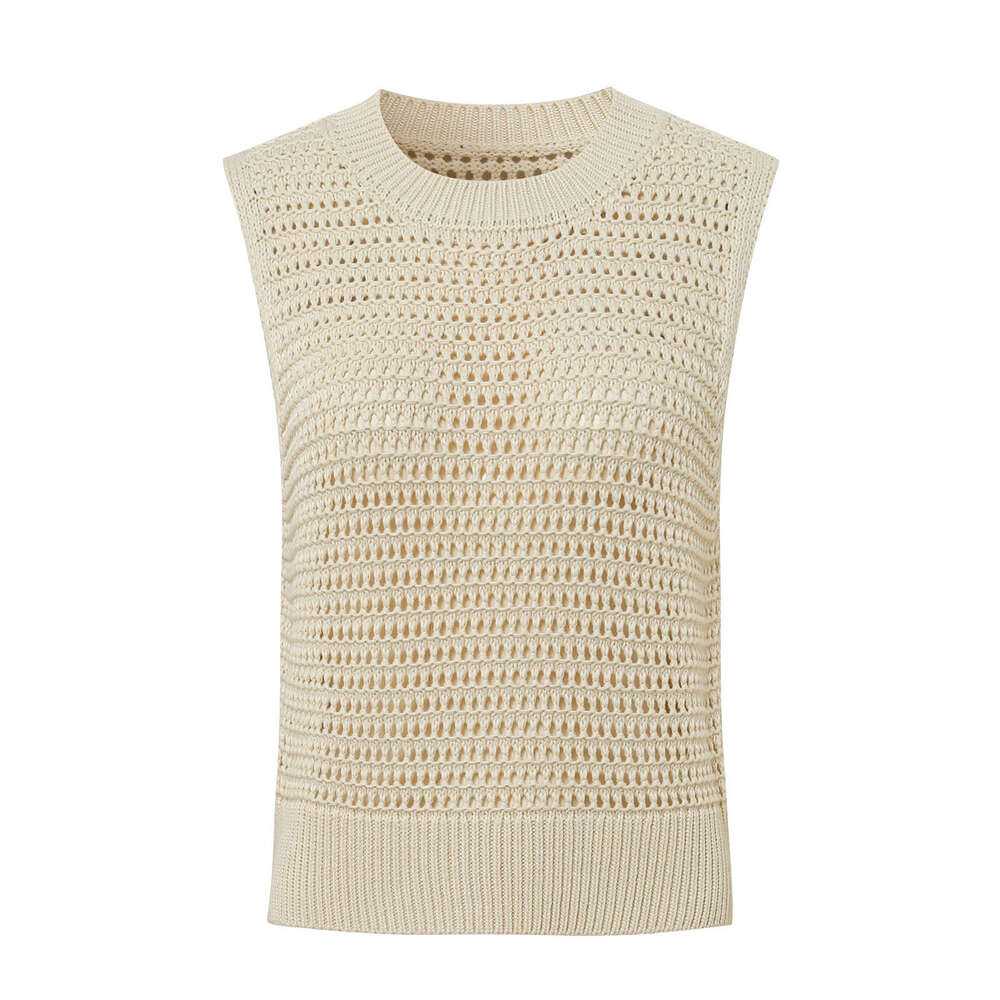 New European American Summer Vacation Slim Fit Round Neck Hollow Out Women's Knitted Sweater Fashionable And Versatile