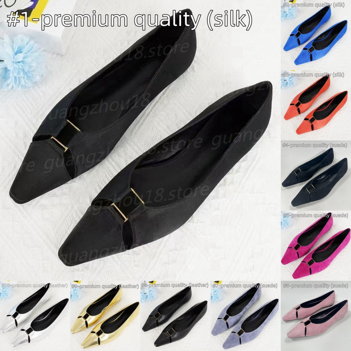 10A Premium Designer Flat Bottom Ballets Shoe Women's Suede Leather Letter Buckle Shoes for Party Daily Style Festival Gifts 29930