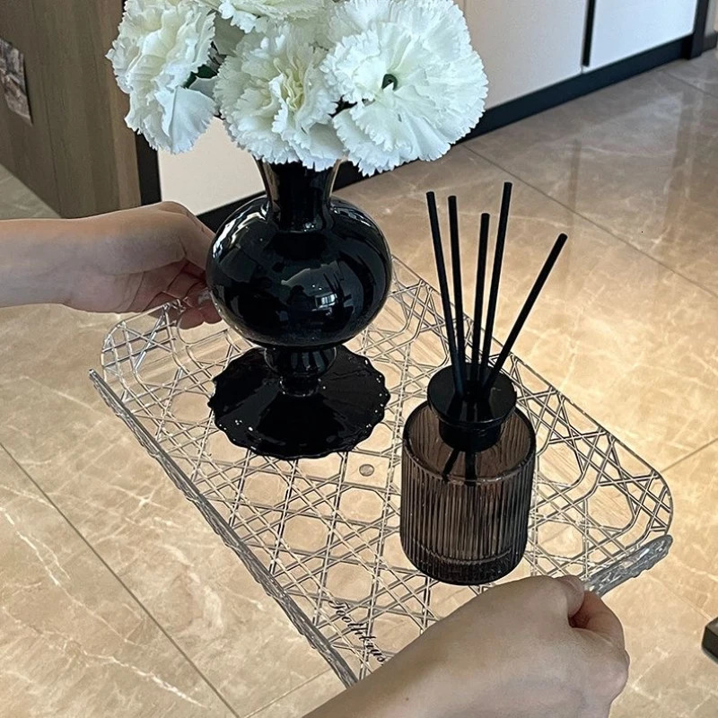 vine patterned acrylic tray flat jewelry aromatherapy storage board living room water cup tray desktop home decoration 241214