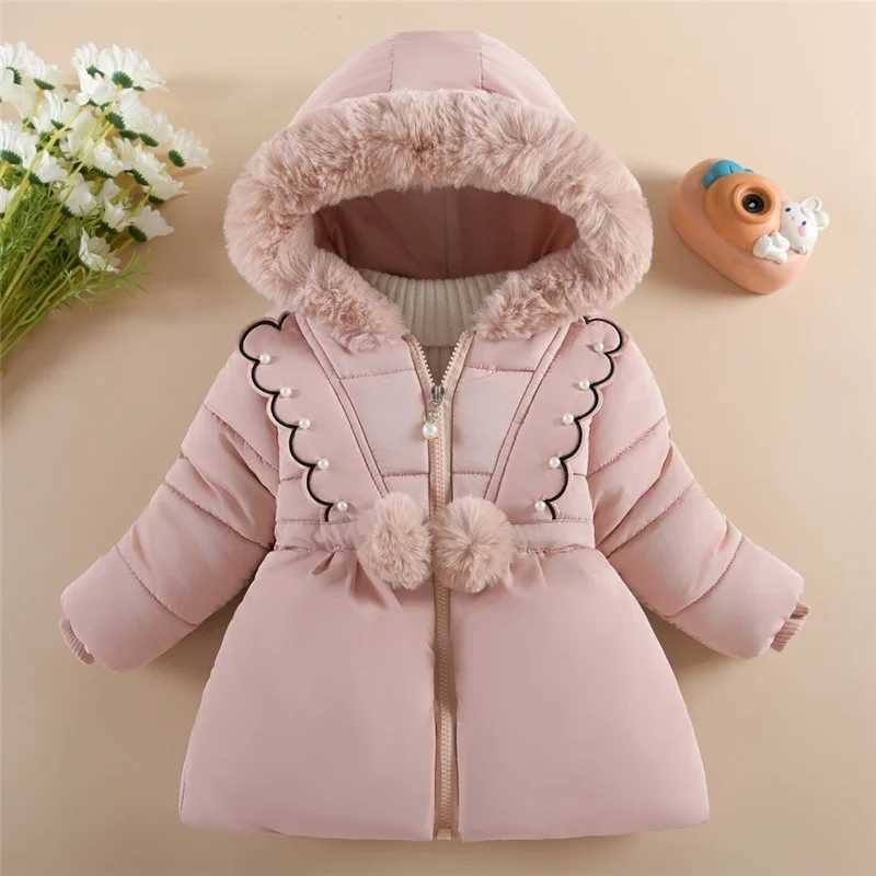 -30 Girls Padded Jackets Winter Kids Thick Warm Cotton Clothes Coats Lining Plush Hooded Zipper Outerwear Cold Parka SnowsuitXJ241214