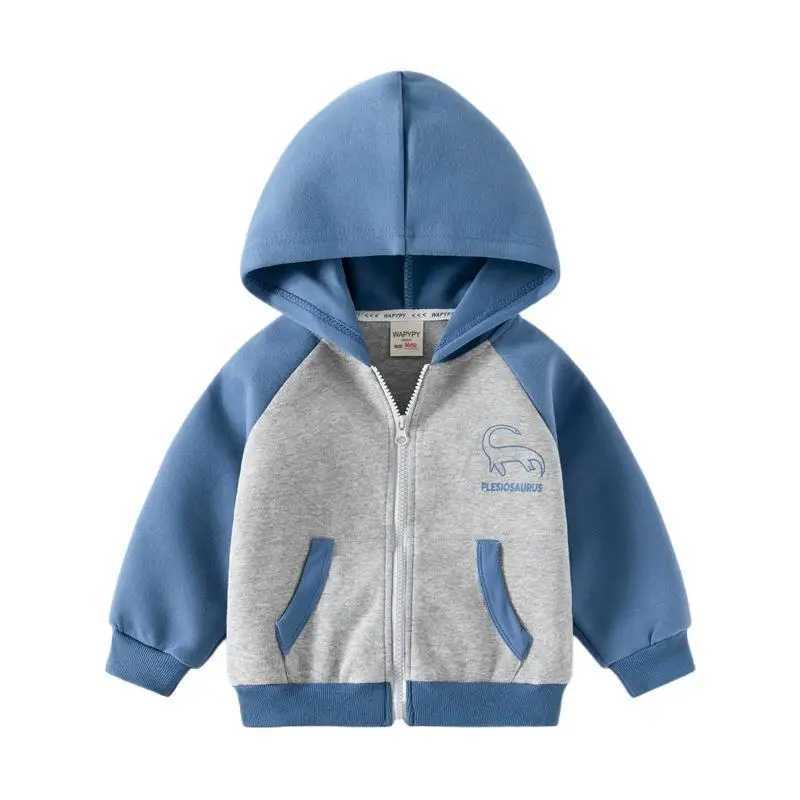 2024 Autumn Infant Baby Boys Zipper Coat Cotton Long Sleeve Spliced Children Boy Outerwear Loose Dinosaur Kid Boy JacketXJ241214