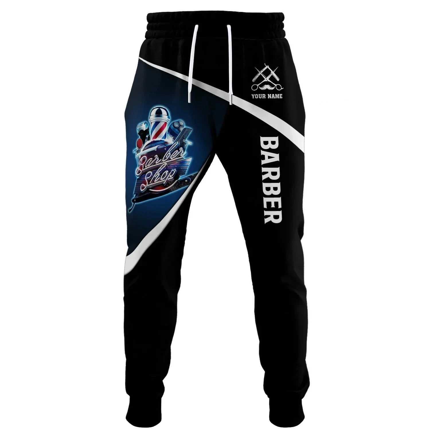 Barber 3D printed name mens retro track pants mens sports pants Y2k jogging autumn fashion casual clothing mens Trouser hip-hop X241216