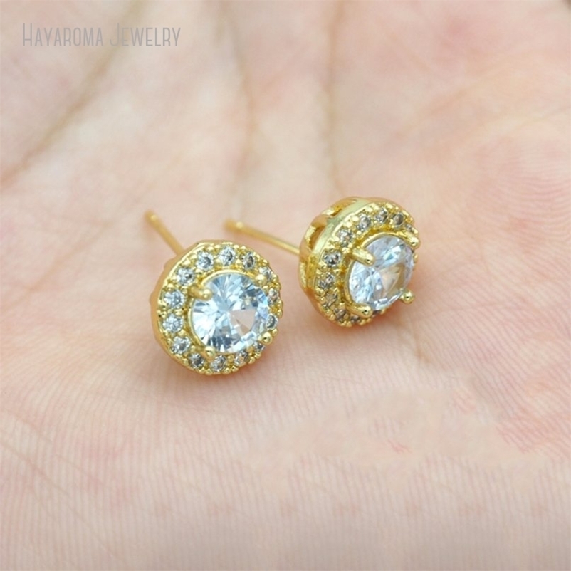 5Pcs Invisible Setting Round Coin Shape Circle Metal Cubic Zirconia Gold Color Wholesale Stud Earrings ER53162 241214