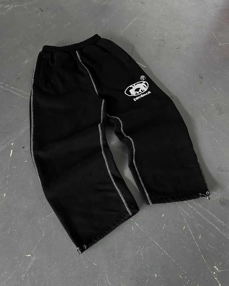 American Retro Embroidered Letter Pattern Sweatpants Mens Y2K Street Hip Hop Loose Fashion Casual High Waist Sweatpants Womens X2503191