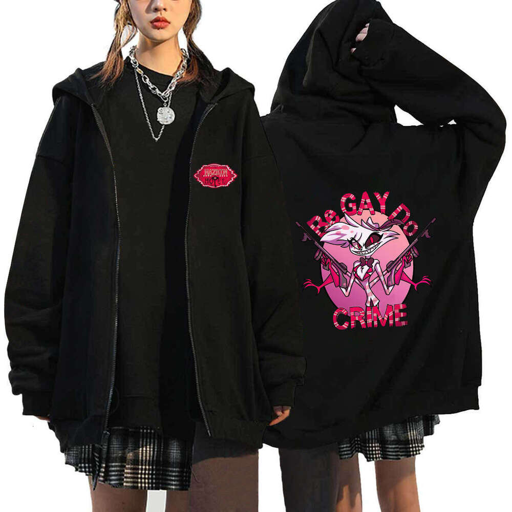 Hazbin Hotel Hell Inn Zipper Men's and Women's Casual Sports Hoodie Top Cardigan Coat
