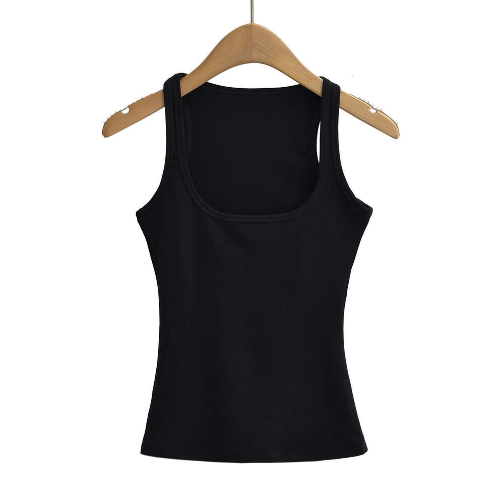 Versatile Pure Desire Square Neck Solid Color Bottom for Women's Summer Outfit Slim Sleeveless Strap Tank Top 2024 New Casual Fashion Trendy Clot
