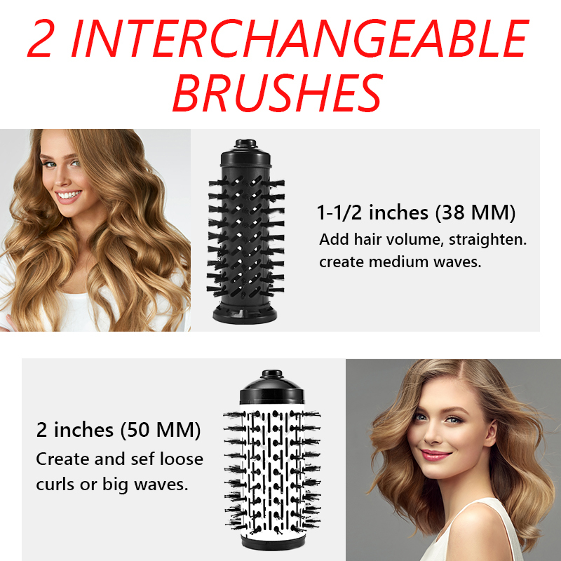 Hair 2 In 1 Hot Air Spin Brush Curg Straightening Styg Auto-Rotating Ionic Round Blow Dryer Volumizer