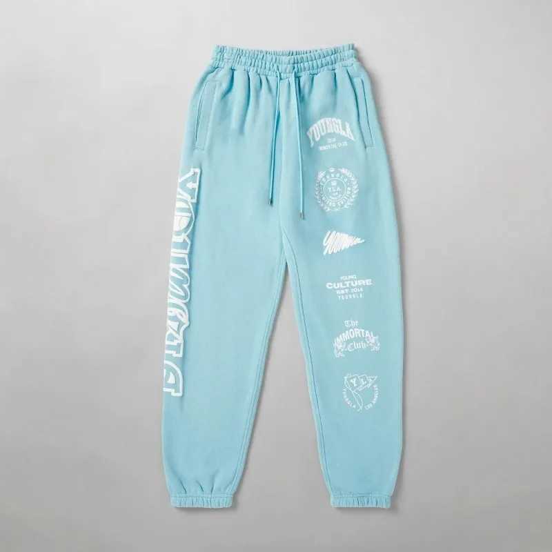 Fashionable mens sports pants gym sports and leisure pants pure cotton printed bouncing foot pants autumn and winter X241216