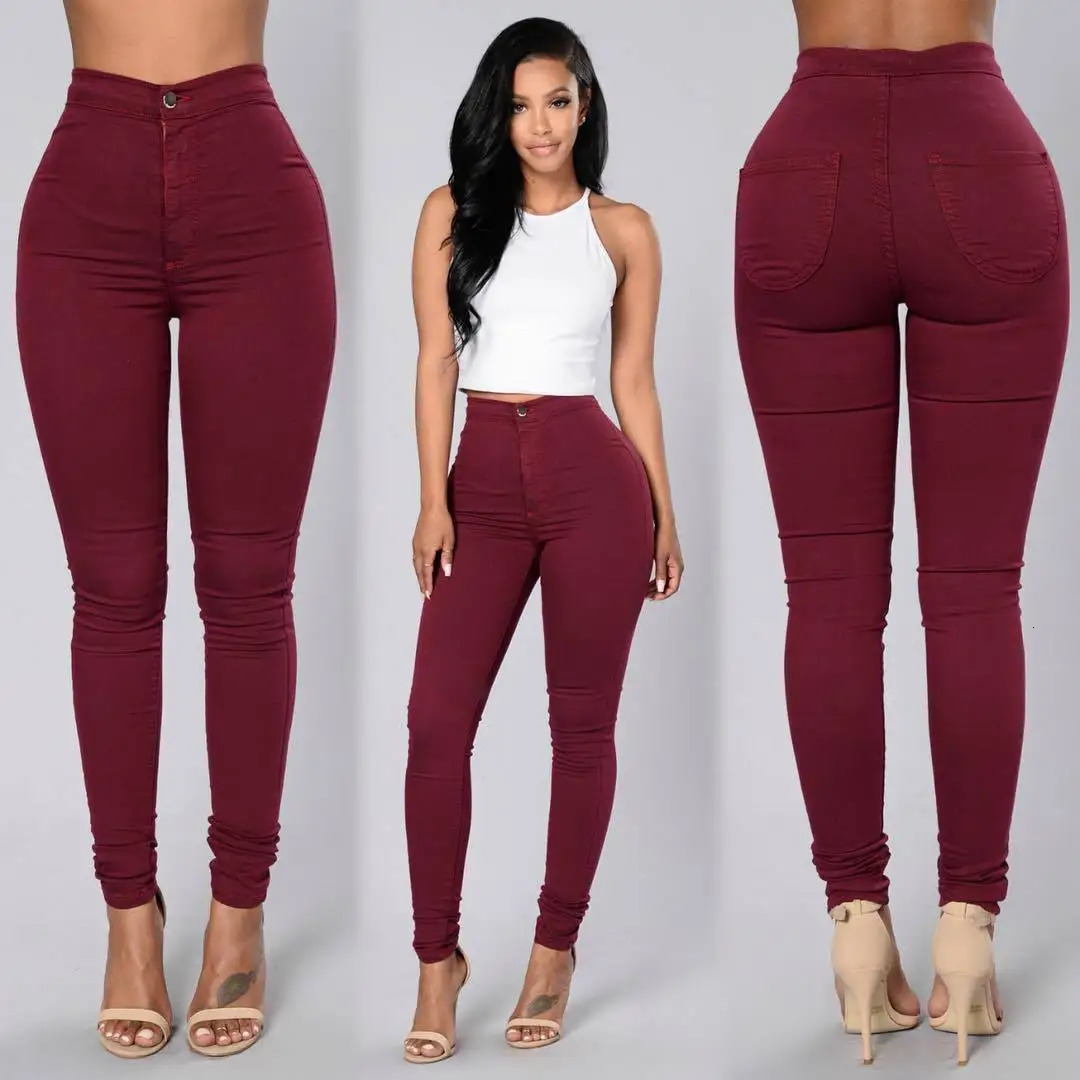 Candy colored patchwork high waisted tight fitting elastic ankle pants for European and American women 241212
