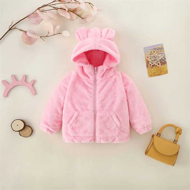 (9 Months -3 Years Old) New Pink Long Sleeved Baby Girl Coat For Autumn And Winter Simple Sle Warm ChildrenS ClothingXJ241214