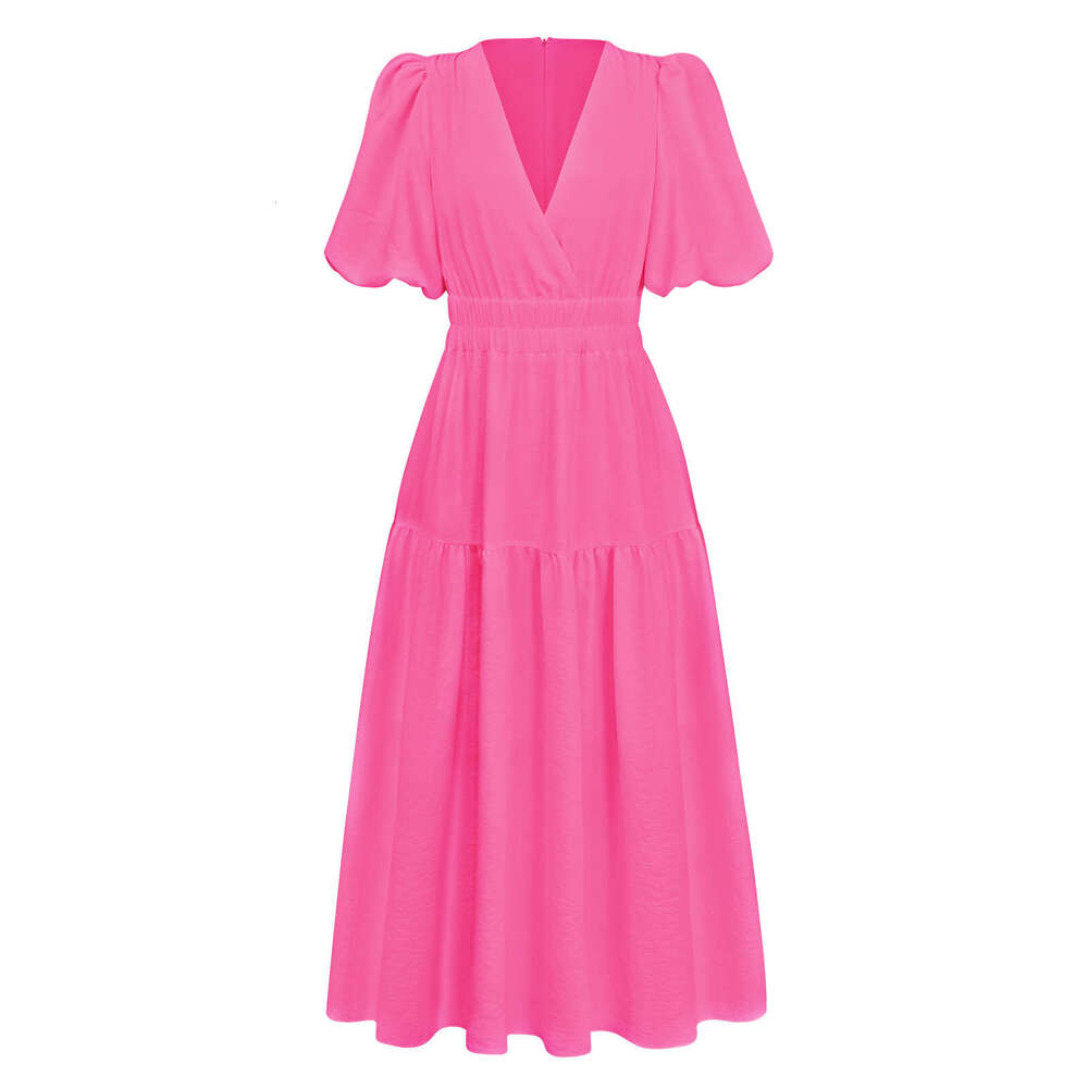 Summer New Product: Advanced Deep V-Sleeve Holiday Dress, European And American Women's Fashion Quality Classic