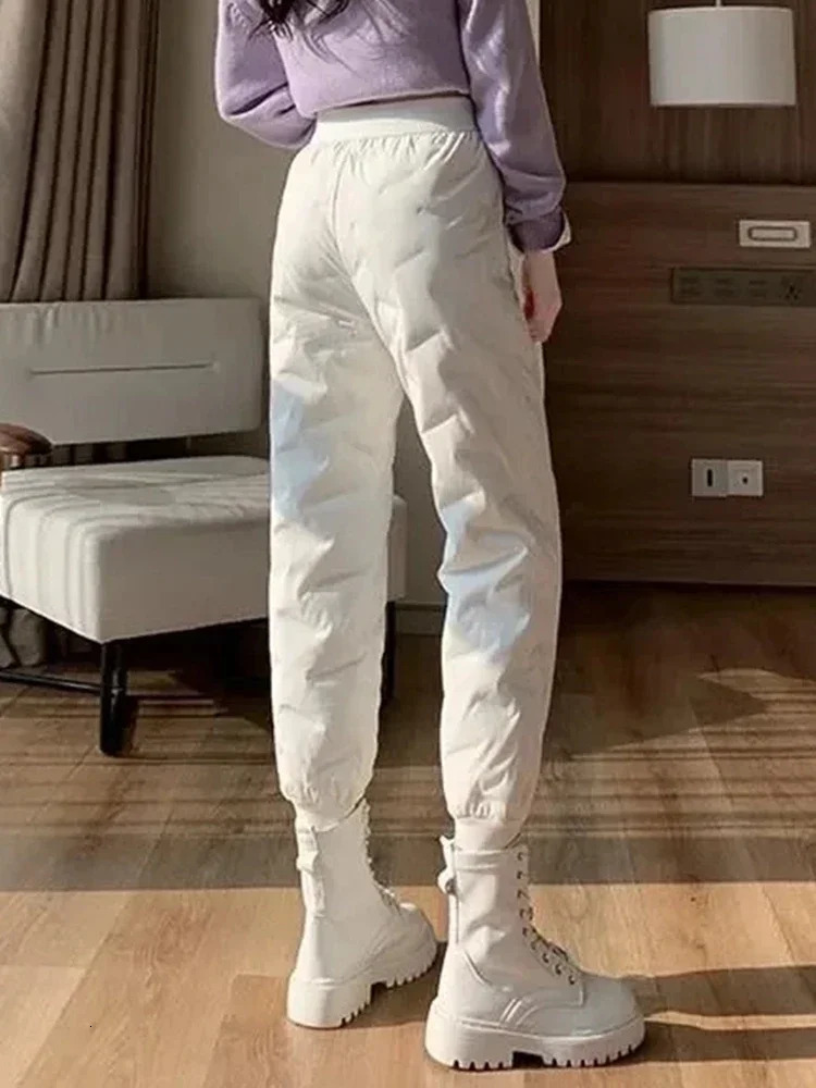 Winter cotton thick warm pants for women Bloomer casual chiffon high waisted Pantalones autumn Sportnie Trouser 241212