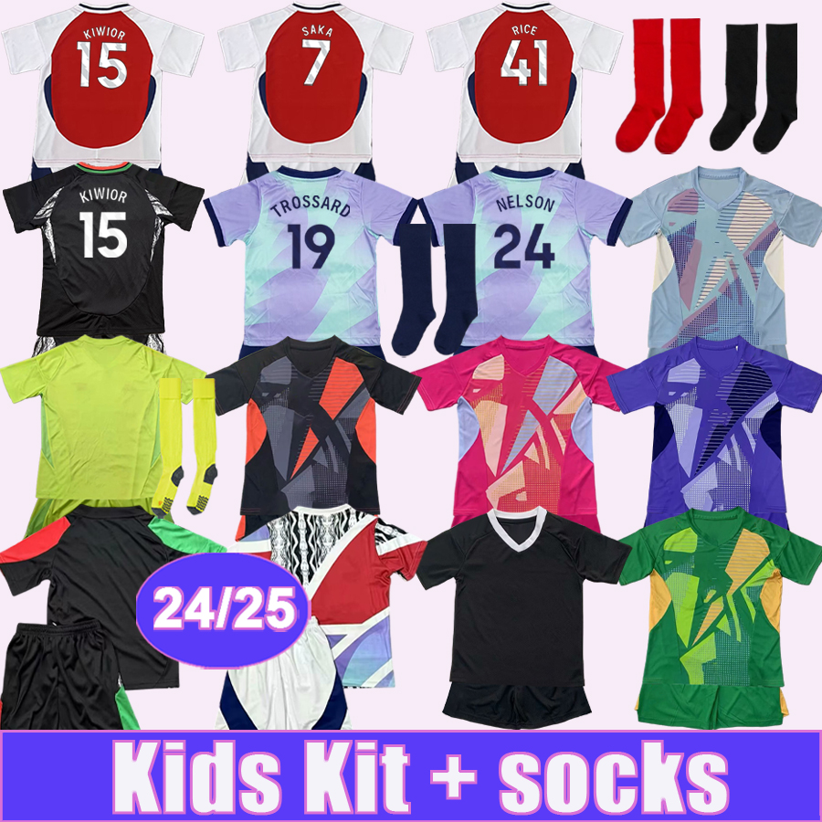24 25 SAKA NELSON Kids Kit Soccer Jerseys RICE NKETIAH MARTINELLI G.JESUS GABRIEL WRIGHT CAMPBELL Home Away 3rd GK Training WearFootball Shirts