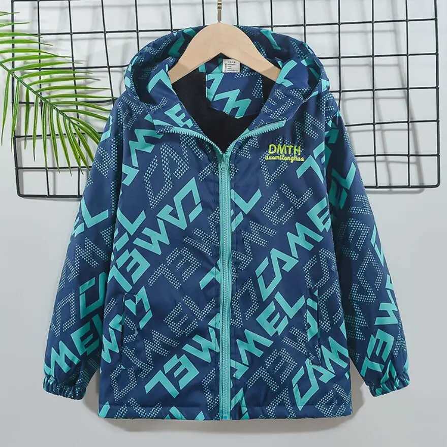 Boys Fashion Outdoor Jacket Thick Winter Waterproof Jackets For Kids Warm Clothes Autumn Boys Windbreaker Hooded CoatXJ241214