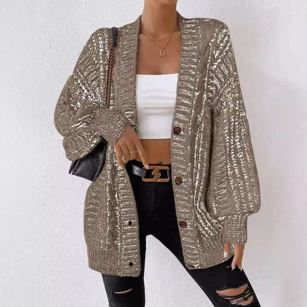 Cross Border Mixed Color Imitation Denim Pattern Jacket, Medium To Long Lantern Sleeves, Autumn Women's Jacket