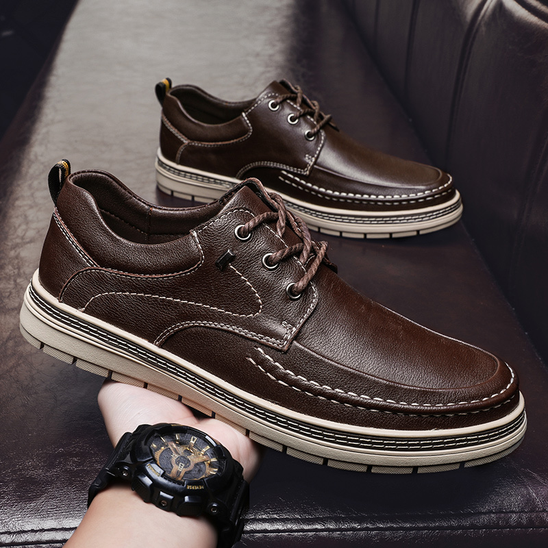 Casual Genuine Leather Shoes For Men Trend Brand Loafers Autumn Flat Man Sneakes Business Comfortable Moccasins Tenis Mascuo