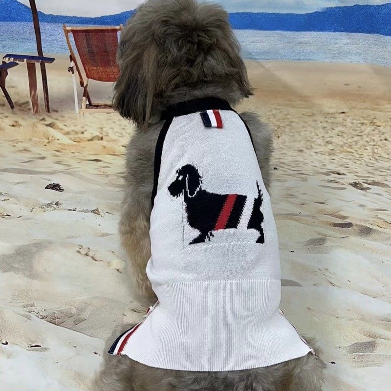 Ice Hemp Dog Clothes for Girls Boys Striped Dog Print Striped Dog Sweater for All Seasons, Sleeveless Breathable Dog Vest for Small Medium Cats Dogs, 