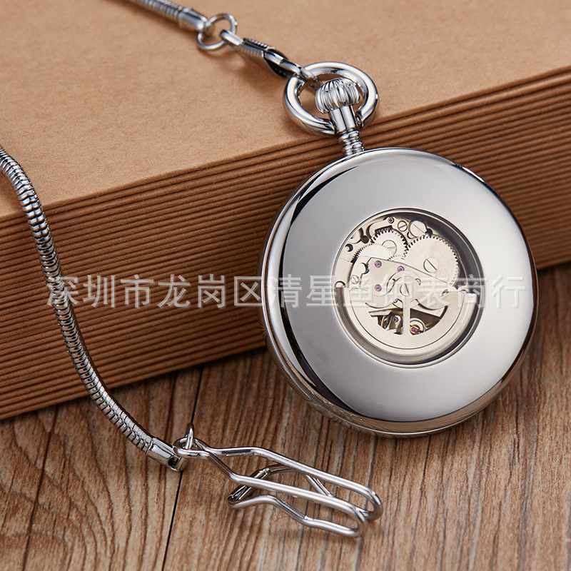 Outer Roman Font Round Snake Chain Automatic Mechanical Pocket Watch Dial Diameter 49mm Thickness 12mm Antique Gift Mechanical Pocket Watch 004