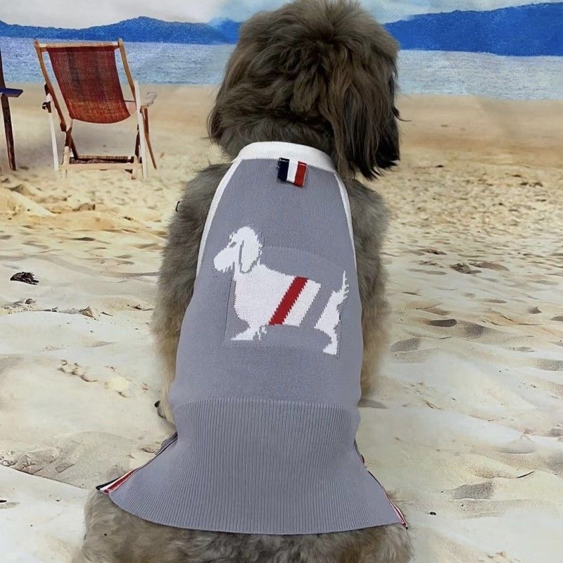 Ice Hemp Dog Clothes for Girls Boys Striped Dog Print Striped Dog Sweater for All Seasons, Sleeveless Breathable Dog Vest for Small Medium Cats Dogs, 
