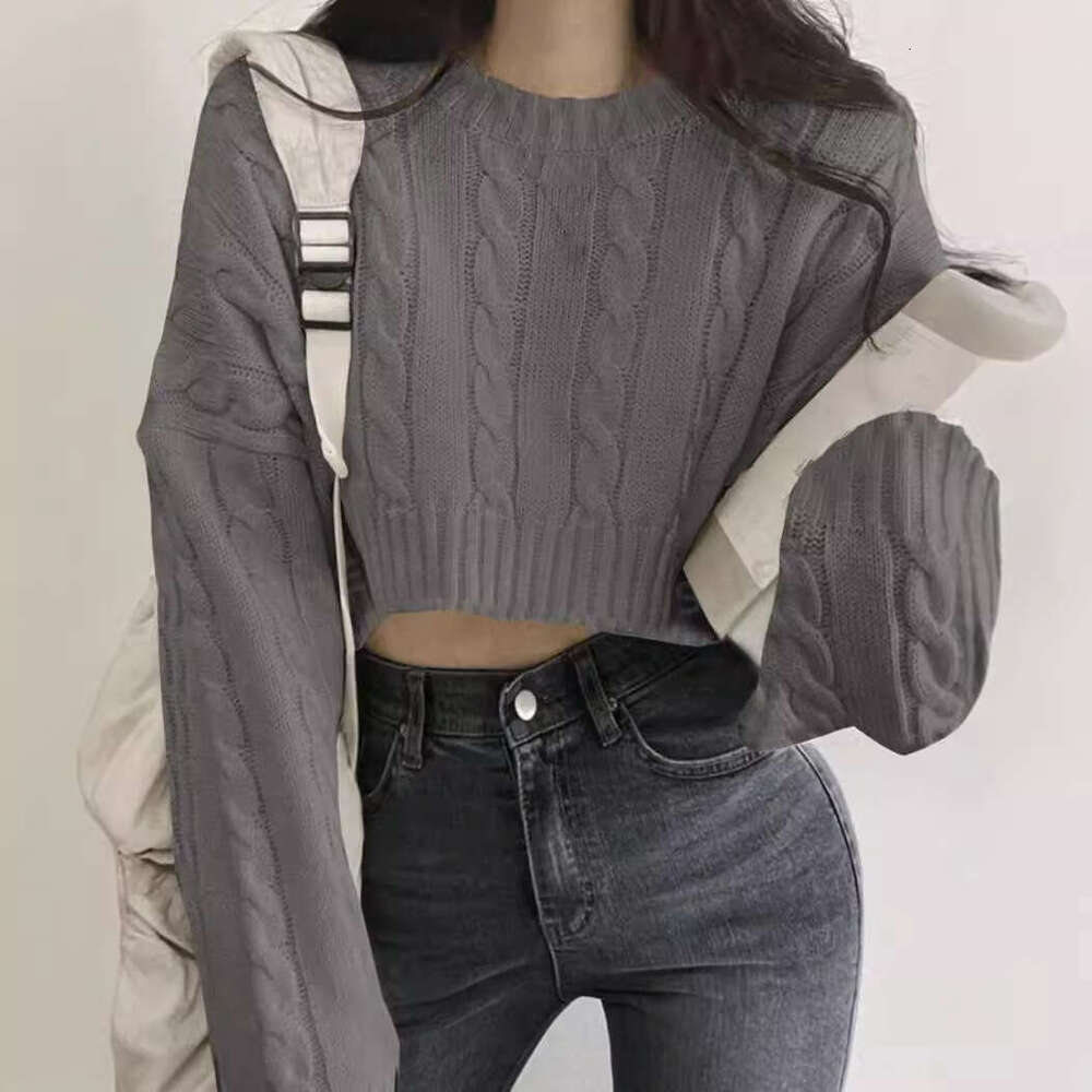 European And American Sexy Sweet Girls Retro Fried Dough Twists Short Clothes Women's Knitwear Autumn New Blouse