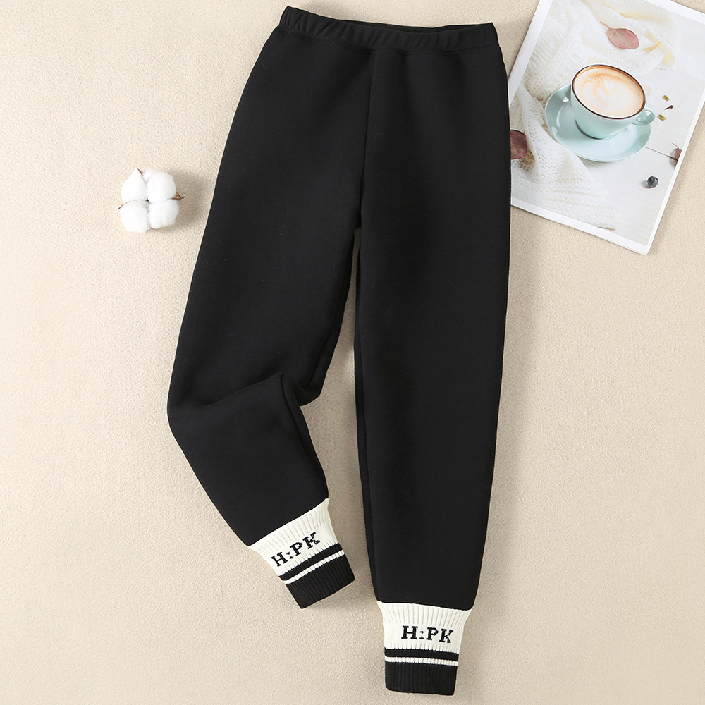Trousers Girls Leggings With Thickened Fleece For Autumn And Winter Wear Stylish Childrens Pants Big Onepiece Warm Korean Version Dro Ote3A