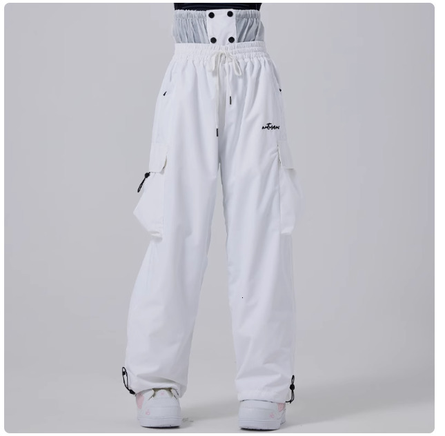 2025 Men Women Baggy Waterproof 15000 Windproof Loose Snowboarding Snowpants Outdoor Hip-Hop Ski Cargo Pants