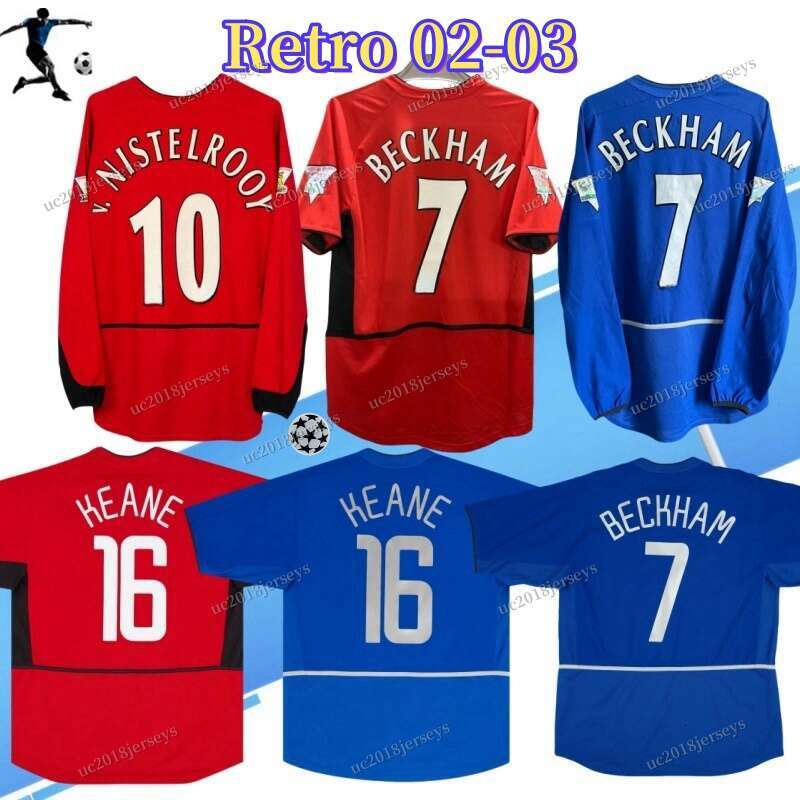 blue long sleeves 2002 2003 Scholes retro soccer jerseys 02 03 Giggs van Nistelrooy VERON SOLSKJAER FORLAN Classic Vintage united red football shirt