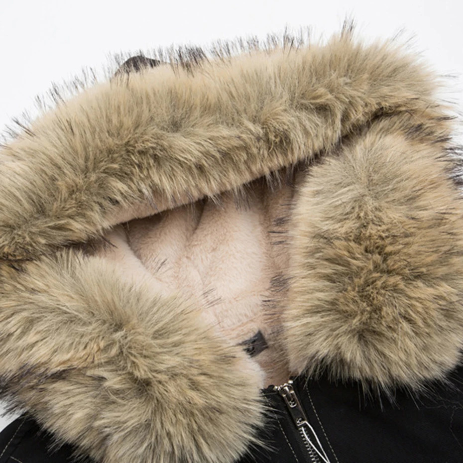 Winter Jackets Fur Collar Parkas Coat Men Vintage Thicken Fleece Warm Streetwear Harajuku Hip Hop Padded Outwear 241216