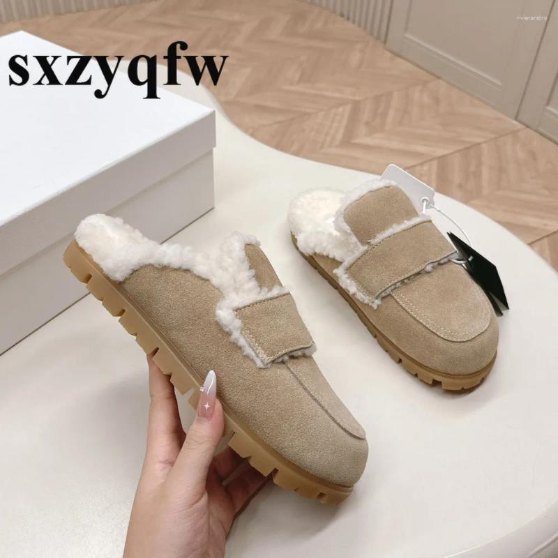 Slippers Designer Platform Half Women Autumn Wrap Toe Solid Color Shoes Fashion Female Winter Casual Outdoor Flat