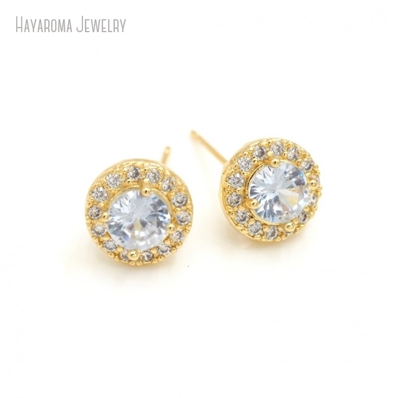 5Pcs Invisible Setting Round Coin Shape Circle Metal Cubic Zirconia Gold Color Wholesale Stud Earrings ER53162 241214