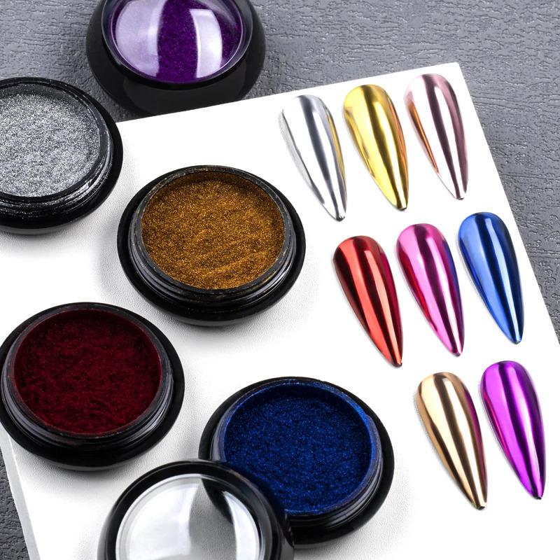 Metal nail glitter powder super bright gold silver red solid mirror pigment dust for gel polish Christmas decoration DIY 241213