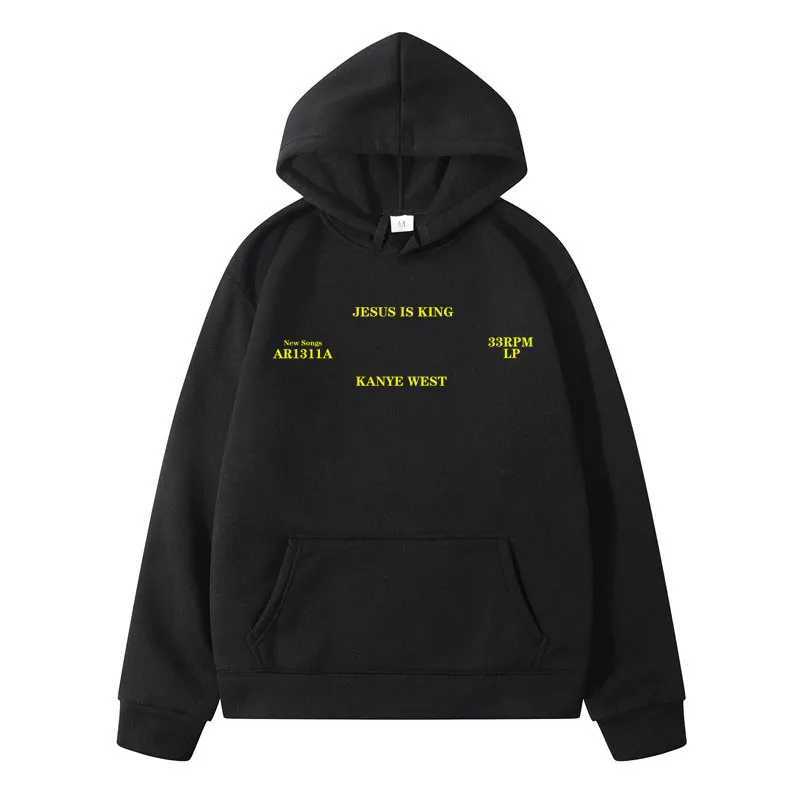 Mens Pullover Hoodie Jesus is King Retro Autumn Blue Hip Hop Flce Hoodie City Clothing Hoodie Womens Hoodie X241216