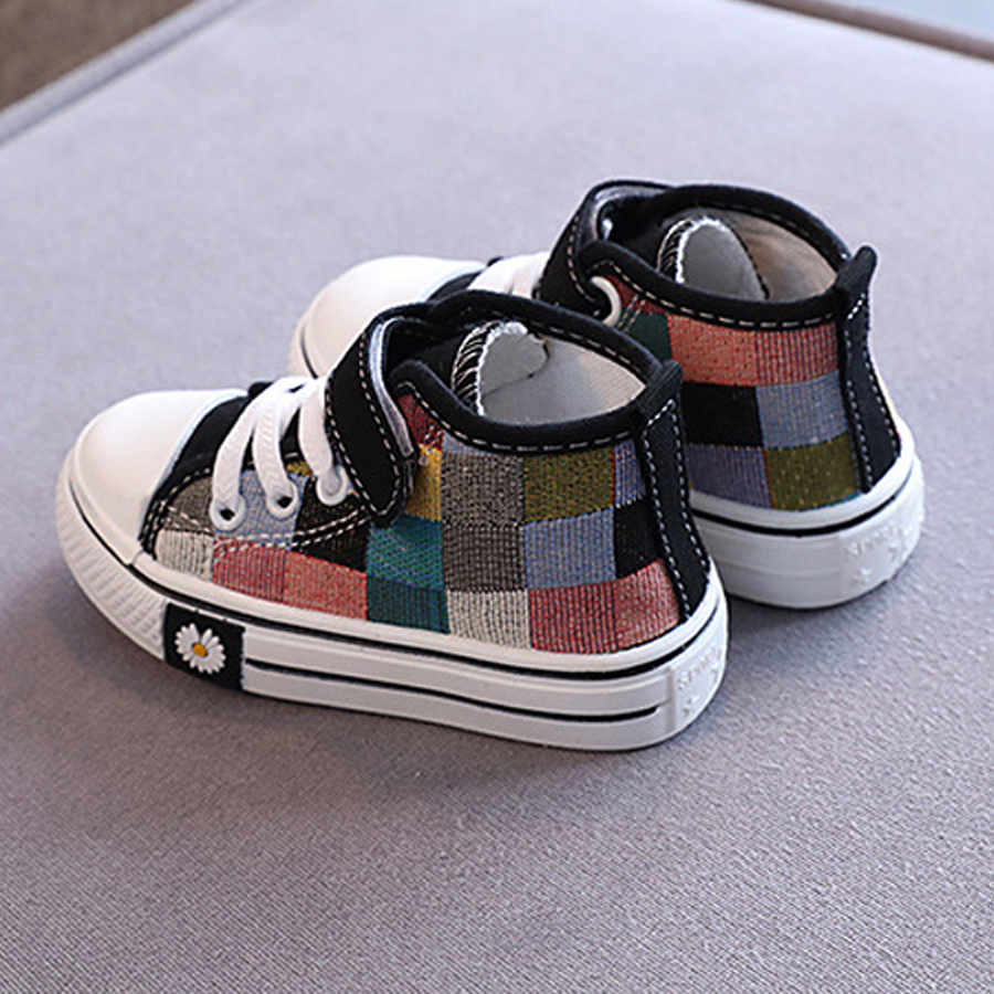 Children Canvas Shoes 2025 Spring Fashion Kids Britain Breathable Assorted Happysteps Casual Girls High-top Lattice Sneaker Sizes US 5C-1Y