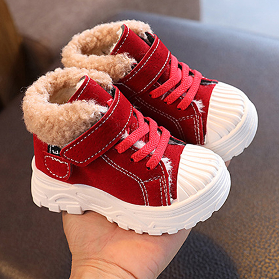 Children Warm Boots Winter New Boys Plus Thicken Velvet Cotton Shoes Happysteps Girls Waterproof Short Boots Baby Infant Cotton Boots Size US 5C-12.5C