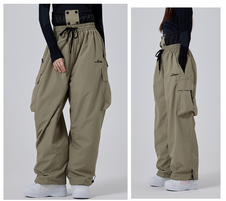 2025 Men Women Baggy Waterproof 15000 Windproof Loose Snowboarding Snowpants Outdoor Hip-Hop Ski Cargo Pants