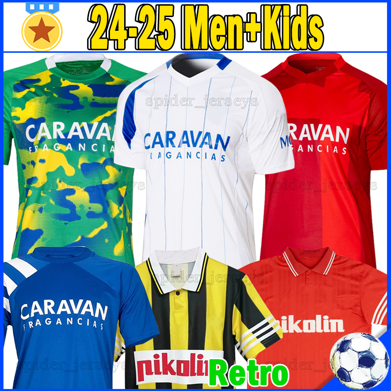 24 25 Real Zaragoza Soccer Jerseys M.SOBERON BAZDAR 2024 2025 IVAN LISO AKETXE SERRANO TASENDE TONI MOYA VITAL Retro 1995 96 Football Shirts Men Uniforms Kids Kits Sets