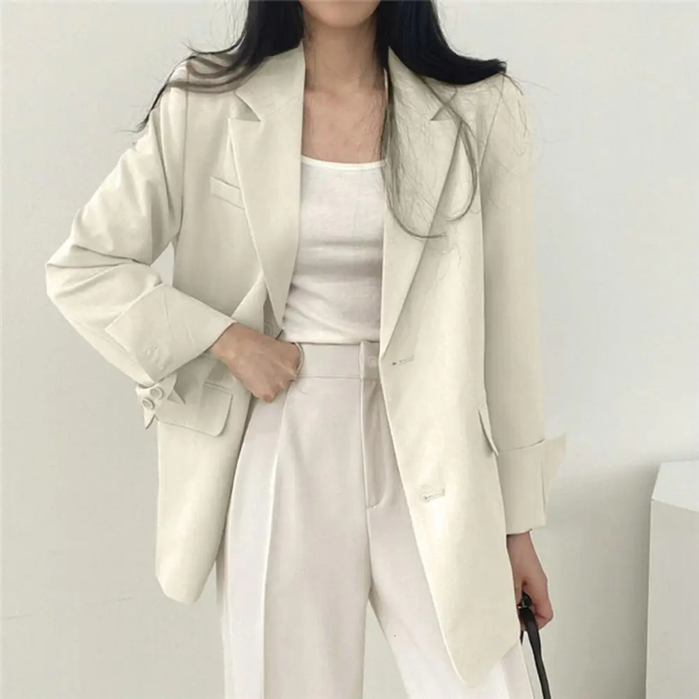 2024 Women Blazer Pants Korean Fashion Open Front Jacket Straight Wide Leg Suit Pant Casual 241212
