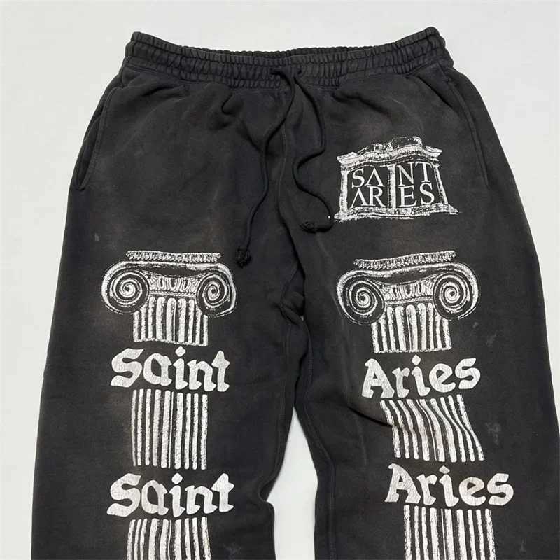 2024 SS Black Wash Saint Michael Aris Mens Sports Pants 1 1 Best Quality Jogger Sportswear Set X241216