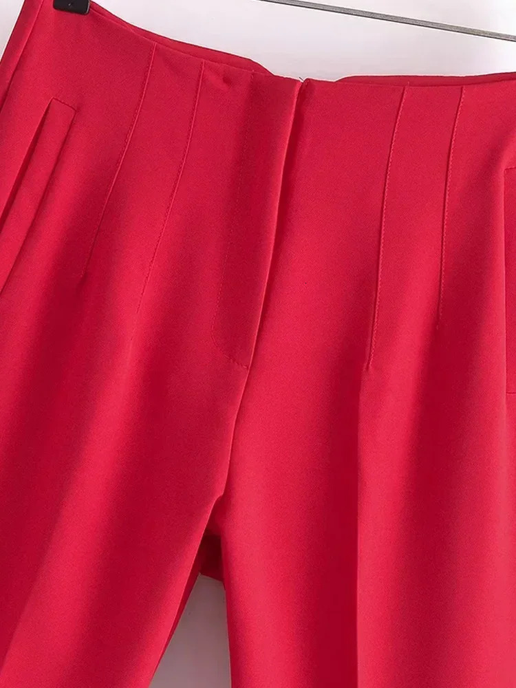 2024 Classic Womens Pencil Pants Spring Basic Solid High Waist Straight Casual Slimming Ankle Length Trouser Pantalones 241212