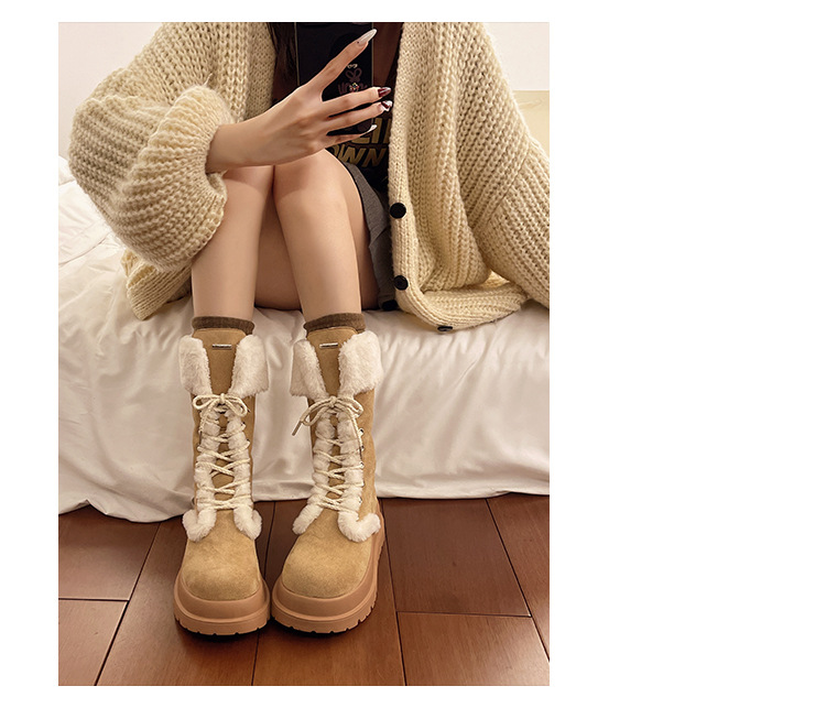 2025 winter new all-in-one thick sole warm and fluffy fashion snow boots women's mid-tube woolen hot cotton shoes super fire ootd