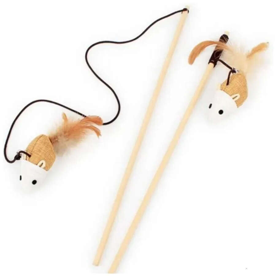 Funny Stick Interactive Kitten Wood Wand Feather Bell Fish Rat Doll Catcher Teaser Exercise For Indoor Animal Cher Drop Delivery Home Dhjw5