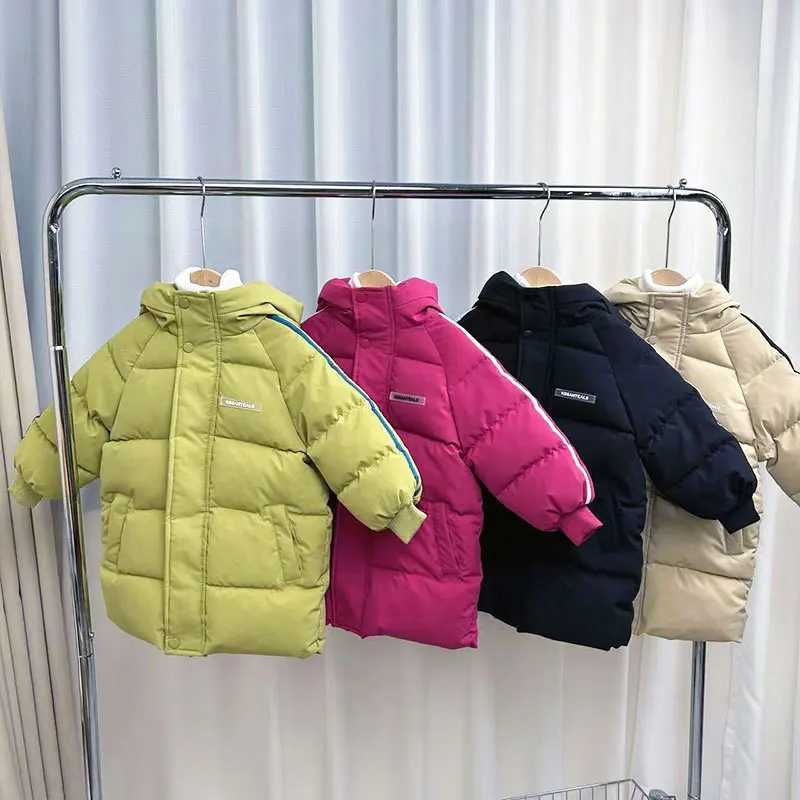 Kids Parka Thicken Warm Long Jackets Toddler Kids Outerwear Outwear Clothes Solid color Winter Down Cotton Childrens 3-10YXJ241214