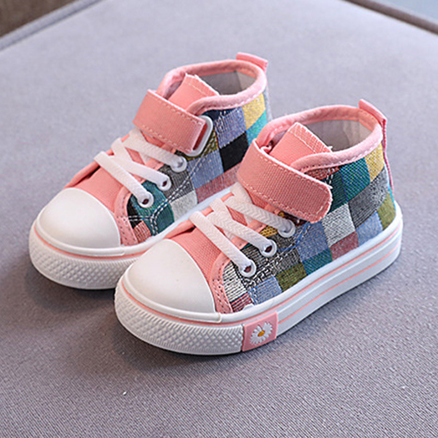 Children Canvas Shoes 2025 Spring Fashion Kids Britain Breathable Assorted Happysteps Casual Girls High-top Lattice Sneaker Sizes US 5C-1Y