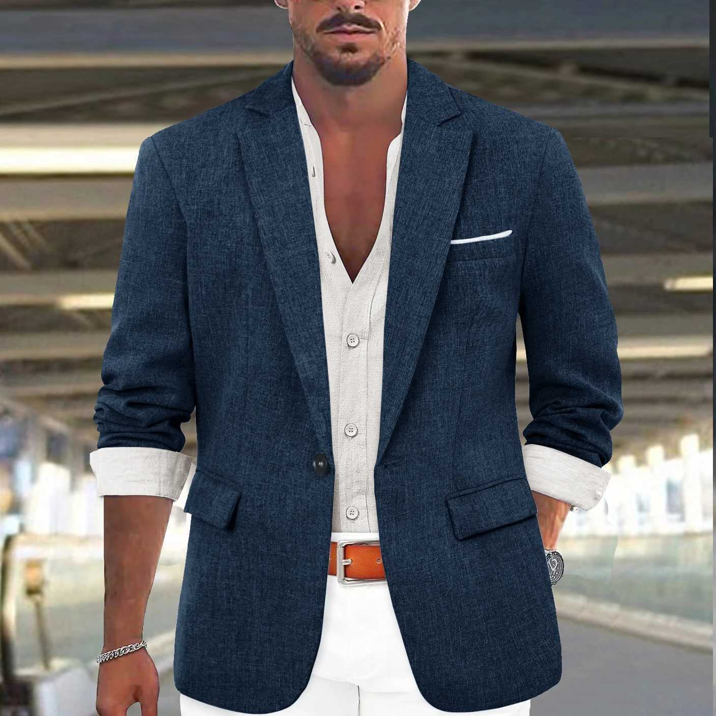 Men Blazer Casual Slim Fit Sport Coats One Button Lightweight Suit Jacket Fashion Classic Jackets for Men Wedding Business Coat W241216