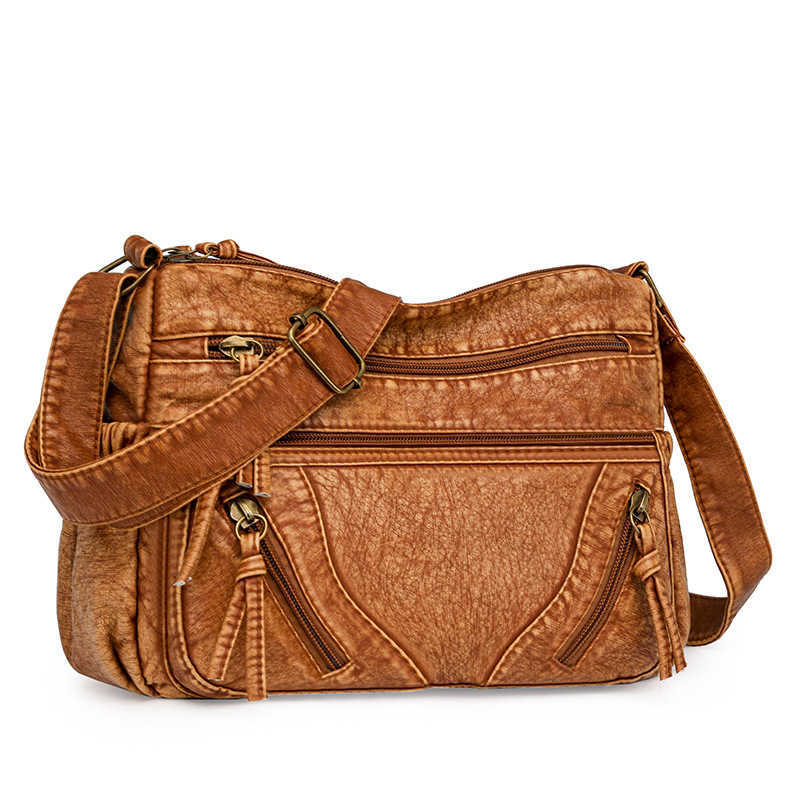 crossbody bag, middle-aged fashionable women's bag, versatile temperament, soft leather large capacity multi-layer shoulder bag women 241215