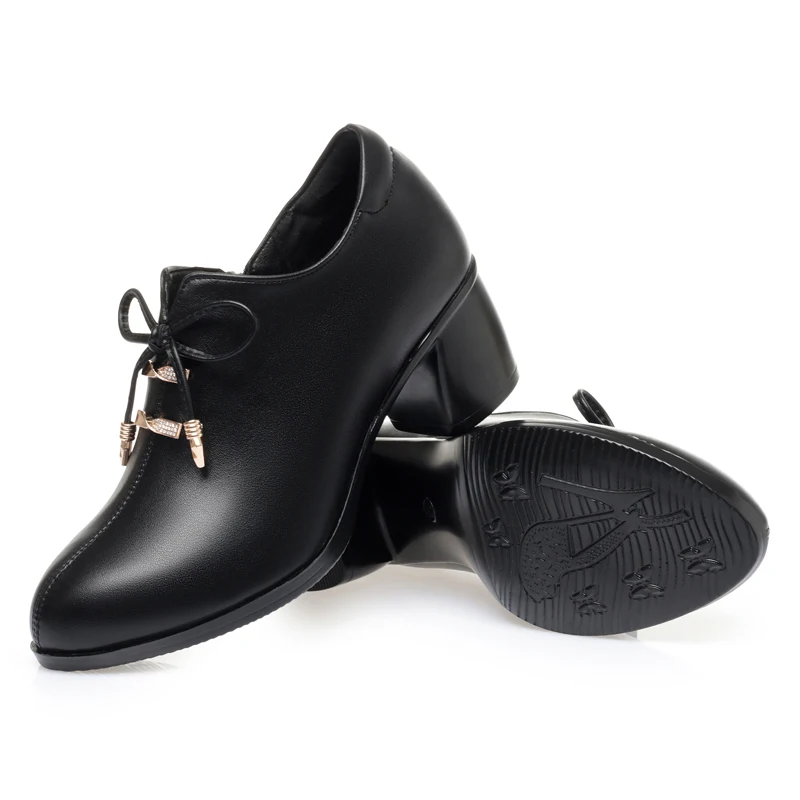 AIYUQI Women Fashion Shoes Genuine Leather Mid-heel Women Spring Shoes Formal Wear Business Large Size Women Dress Shoes